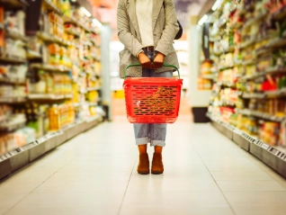 Supermarket shopper with basket
