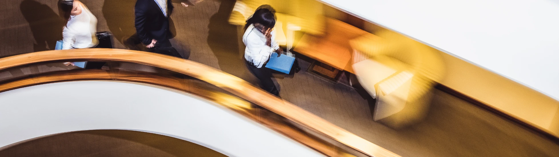 Office employees in motion
