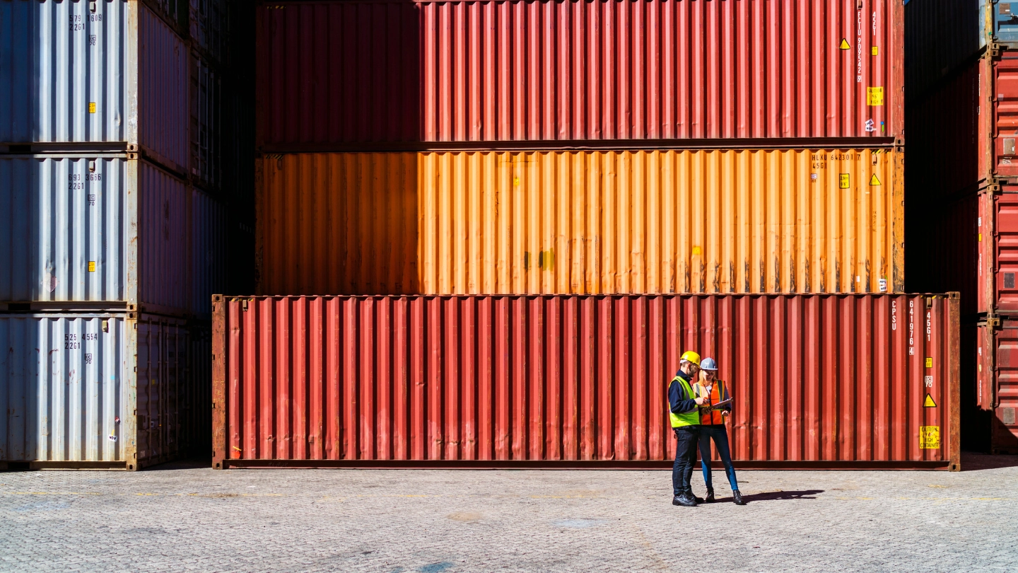 Container yard workers image