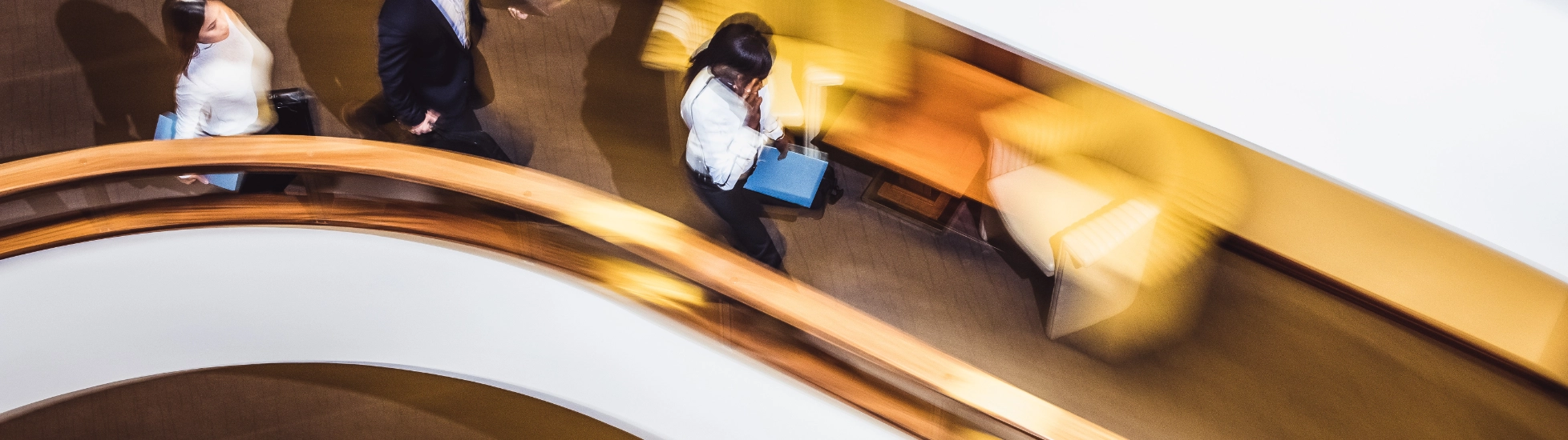 Office employees in motion